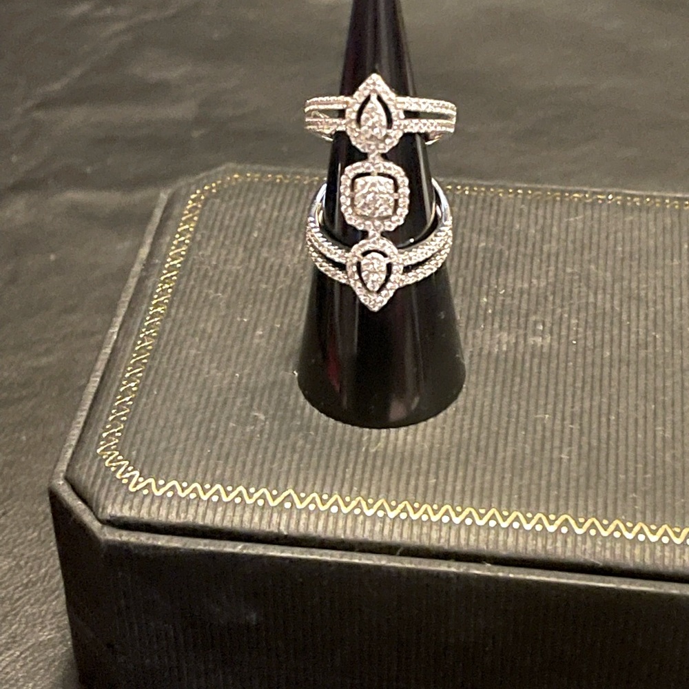 Sterling silver cz elongated beautiful statement ring